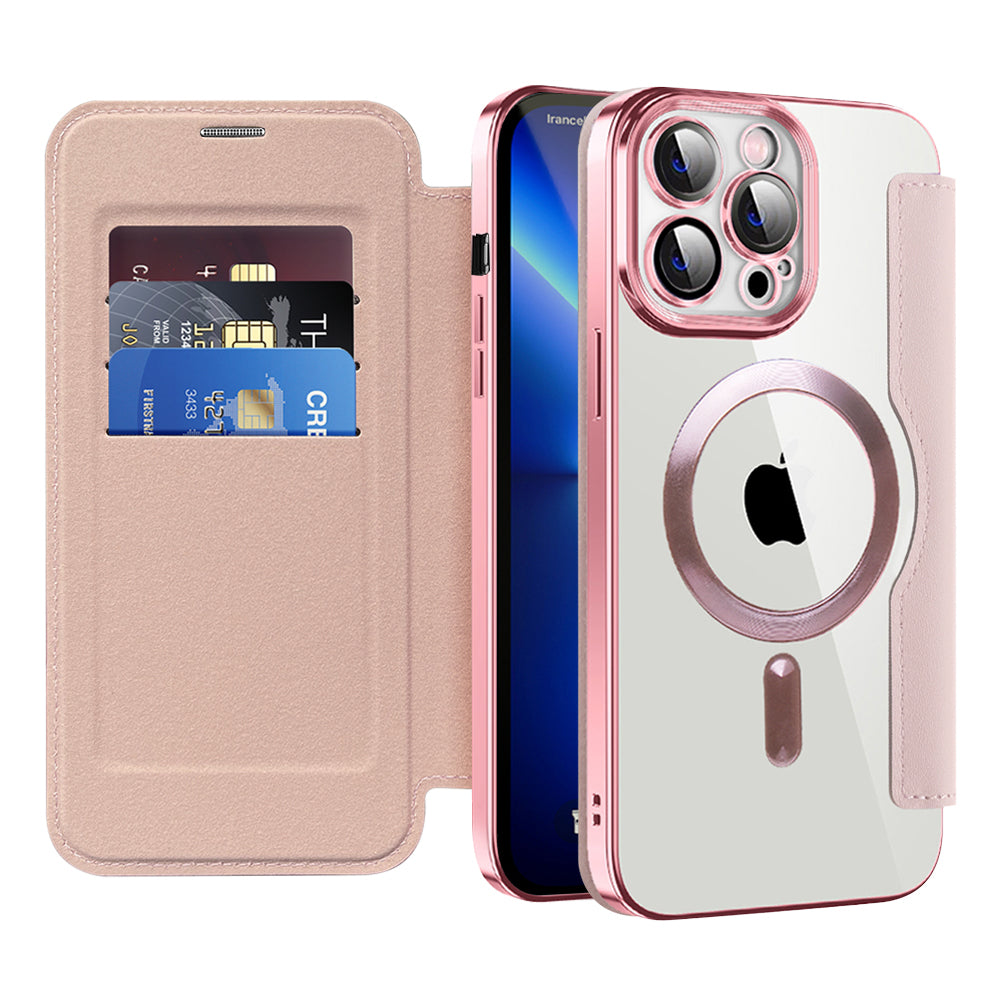 MagSafe Case for Apple iPhone 13 Pro Max, Techsuit, SmartMag Book, Pink