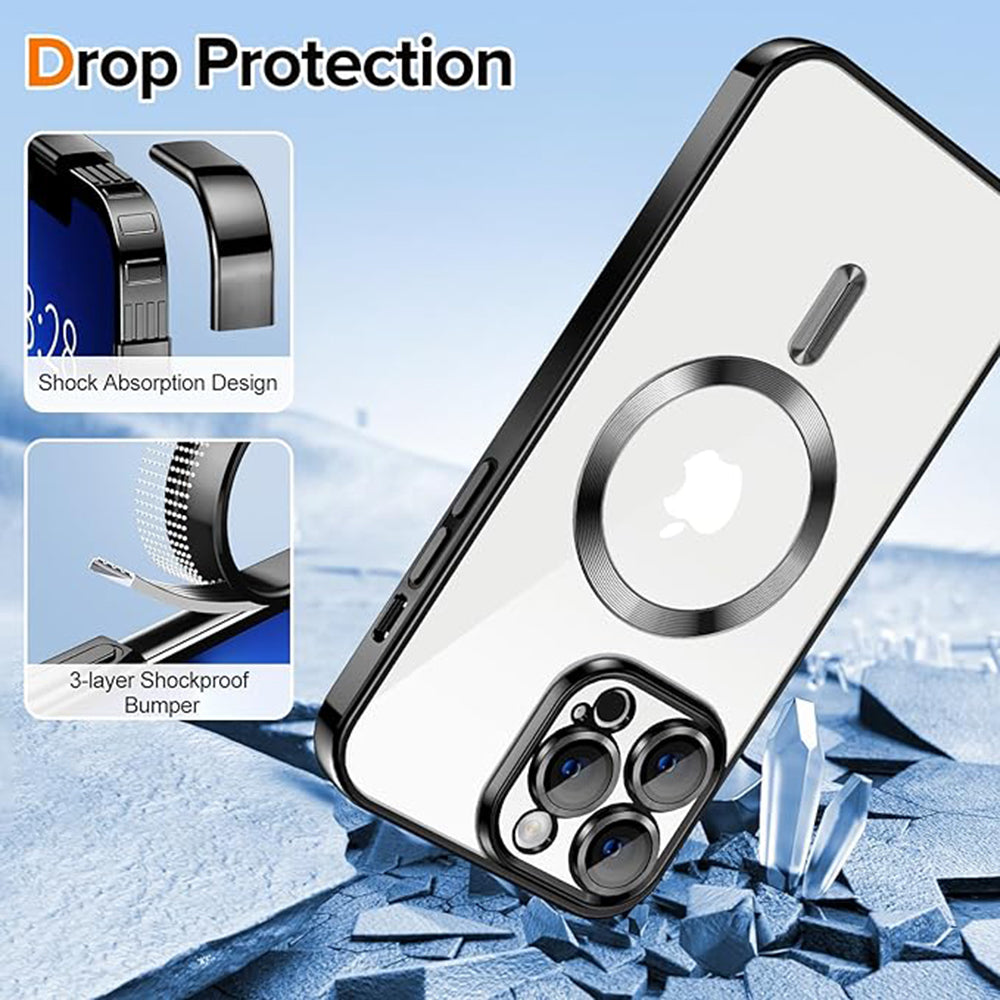 MagSafe-Hülle für Apple iPhone 13 Pro, Techsuit, Luxury Crystal, Schwarz