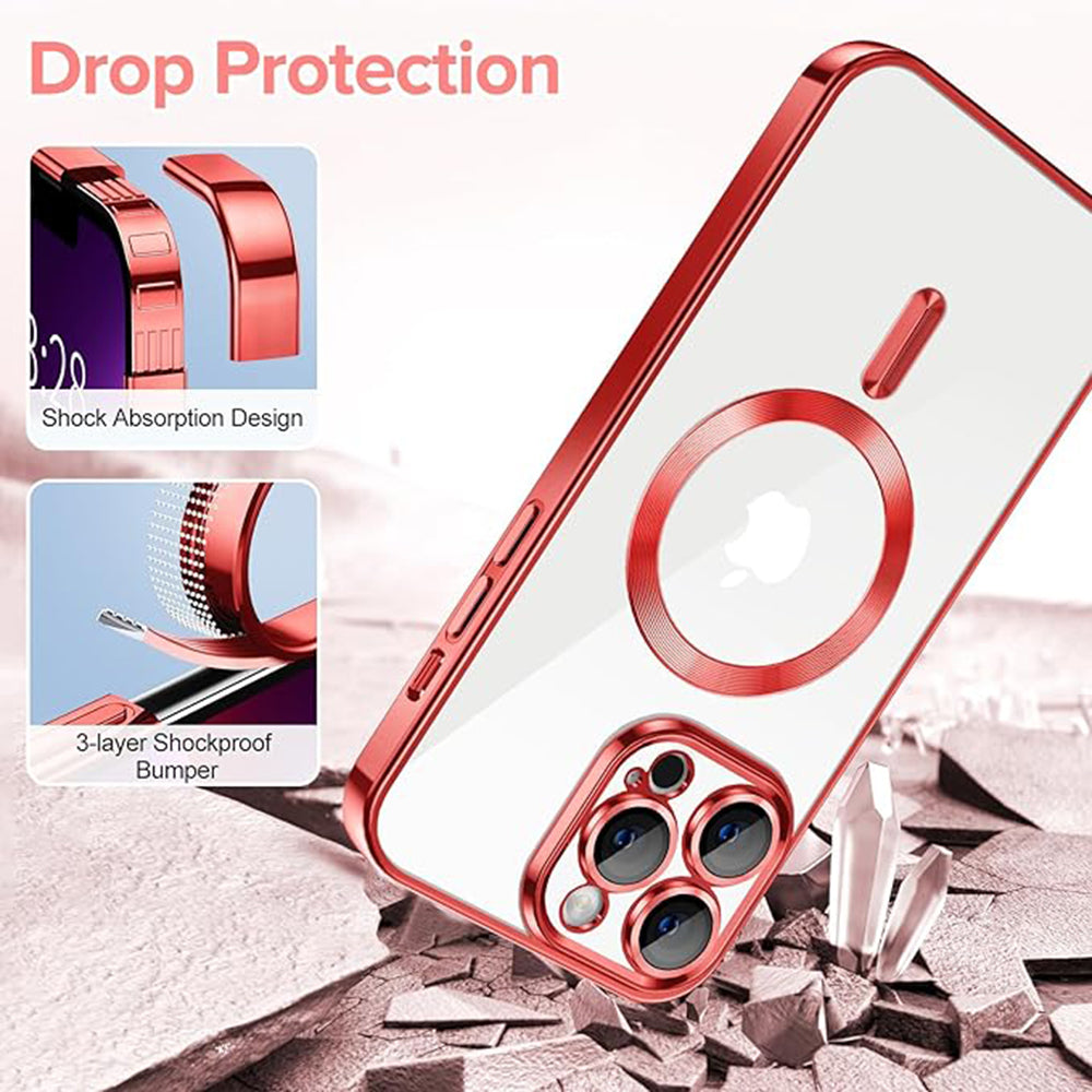 MagSafe-Hülle für Apple iPhone 13 Pro, Techsuit, Luxury Crystal, Rot