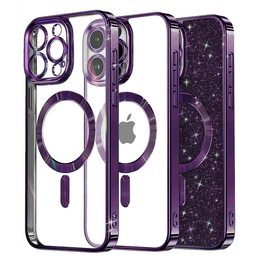 MagSafe-Hülle für Apple iPhone 13 Pro, Techsuit, Luxury Glitter, Dunkellila