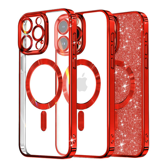 MagSafe-Hülle für Apple iPhone 13 Pro, Techsuit, Luxury Glitter, Rot