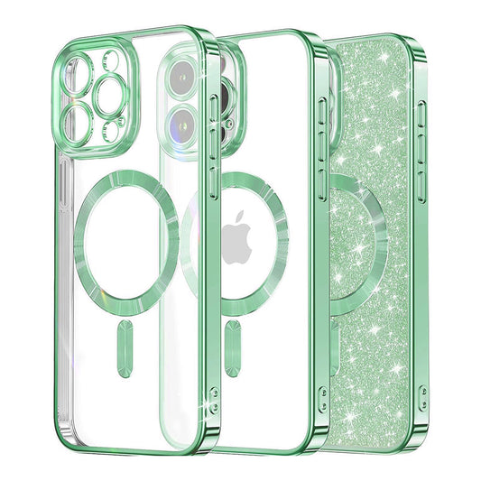 MagSafe-Hülle für Apple iPhone 13 Pro, Techsuit, Luxury Glitter, Hellgrün