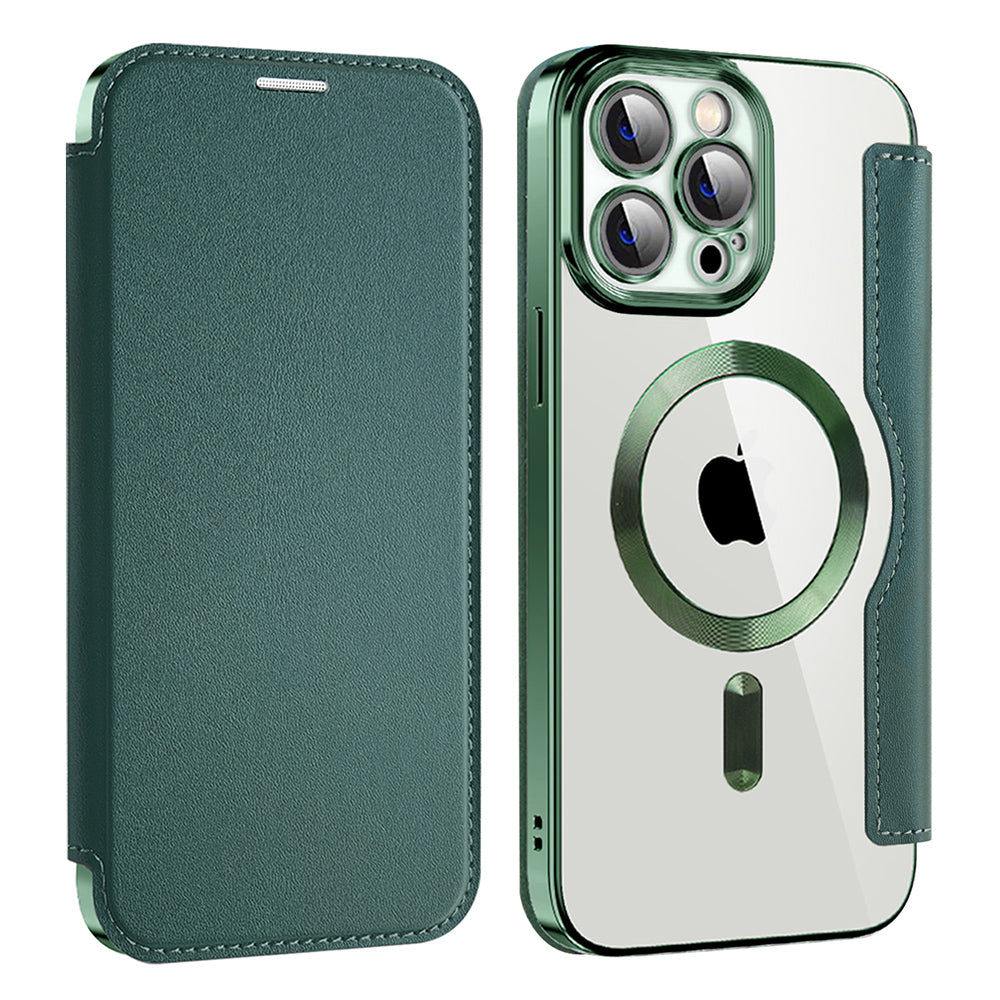 MagSafe Case for Apple iPhone 13 Pro, Techsuit, SmartMag Book, Green