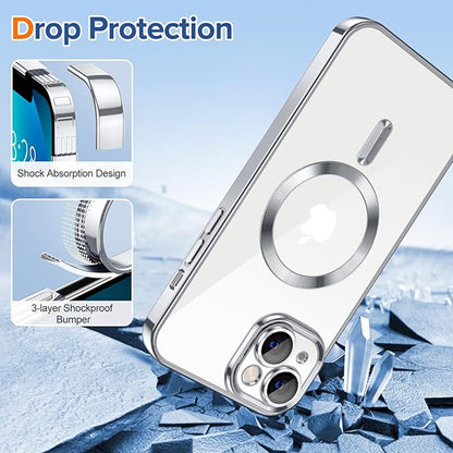 MagSafe-Hülle für Apple iPhone 13, Techsuit, Luxury Crystal, Silber
