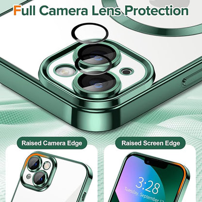 MagSafe-Hülle für Apple iPhone 13, Techsuit, Luxury Crystal, Dunkelgrün