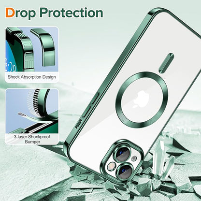 MagSafe-Hülle für Apple iPhone 13, Techsuit, Luxury Crystal, Dunkelgrün