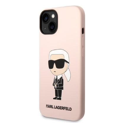 MagSafe Hülle für Apple iPhone 14, Karl Lagerfeld, Silicone Ikonik Karl, Rosa