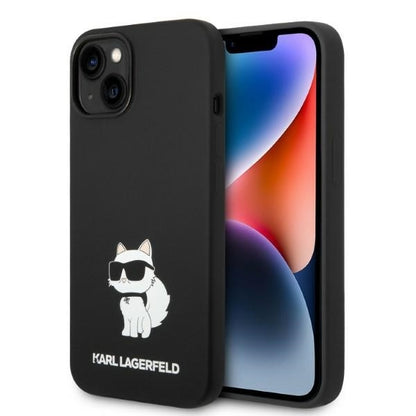MagSafe Hülle für Apple iPhone 14 Plus, Karl Lagerfeld, Silicone Choupette, Schwarz