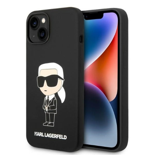 MagSafe Case for Apple iPhone 14 Plus, Karl Lagerfeld, Ikonik Karl Silicone, Black