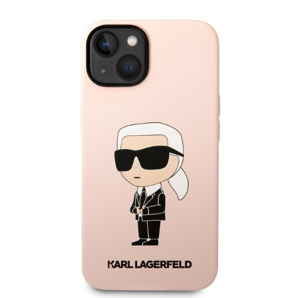 MagSafe Hülle für Apple iPhone 14 Plus, Karl Lagerfeld, Silicone Ikonik Karl, Rosa