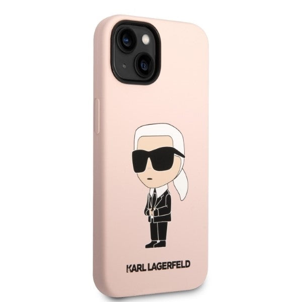 MagSafe Hülle für Apple iPhone 14 Plus, Karl Lagerfeld, Silicone Ikonik Karl, Rosa