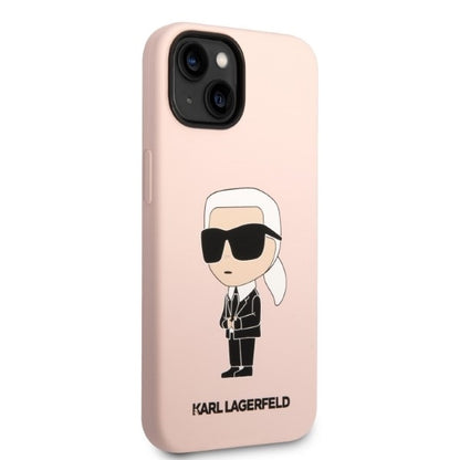 MagSafe Hülle für Apple iPhone 14 Plus, Karl Lagerfeld, Silicone Ikonik Karl, Rosa