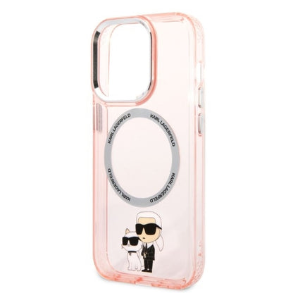 MagSafe Case for Apple iPhone 14 Pro, Karl Lagerfeld, Ikonik Karl & Choupette, Pink