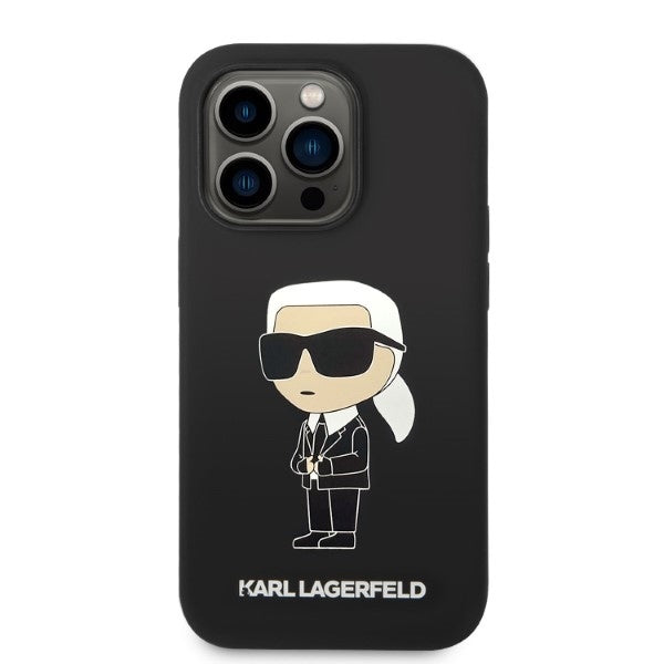 MagSafe Hülle für Apple iPhone 14 Pro, Karl Lagerfeld, Ikonik Karl Silikon, Schwarz