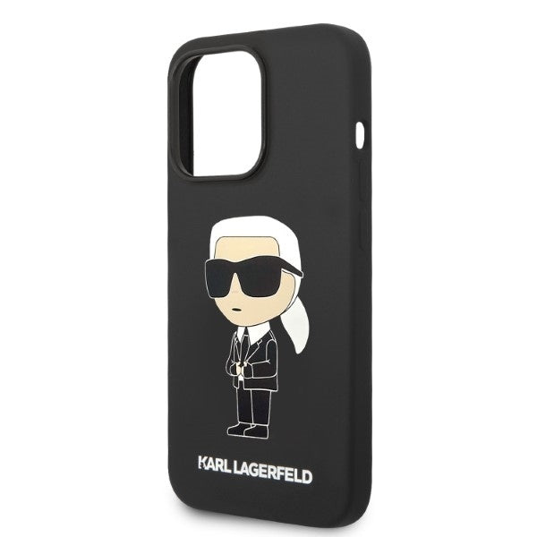 MagSafe Hülle für Apple iPhone 14 Pro, Karl Lagerfeld, Ikonik Karl Silikon, Schwarz