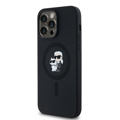 MagSafe Case for Apple iPhone 14 Pro, Karl Lagerfeld, Karl & Choupette Silicone, Black