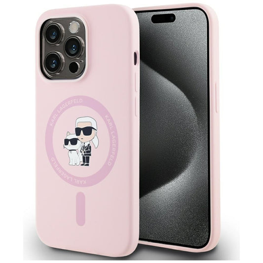 MagSafe Case for Apple iPhone 14 Pro, Karl Lagerfeld, Karl & Choupette Silicone, Pink