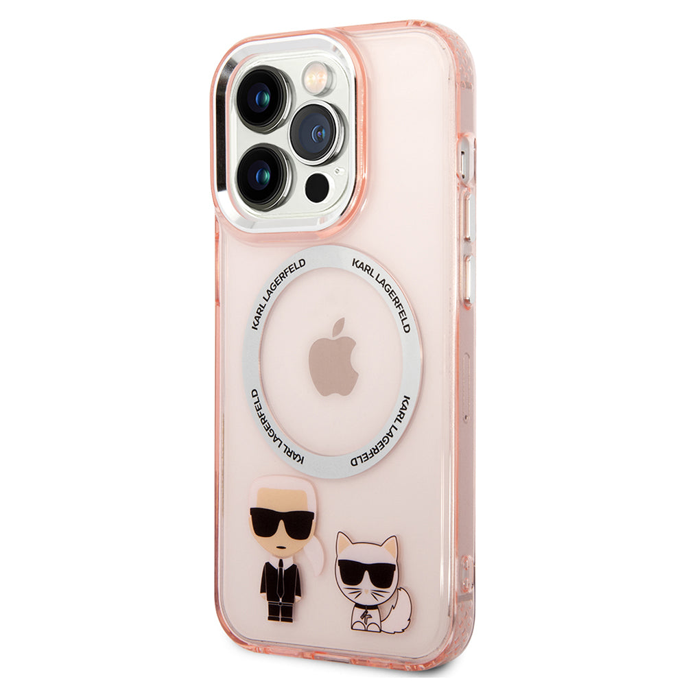 MagSafe Case for Apple iPhone 14 Pro Max, Karl Lagerfeld, Karl & Choupette Aluminium, Pink
