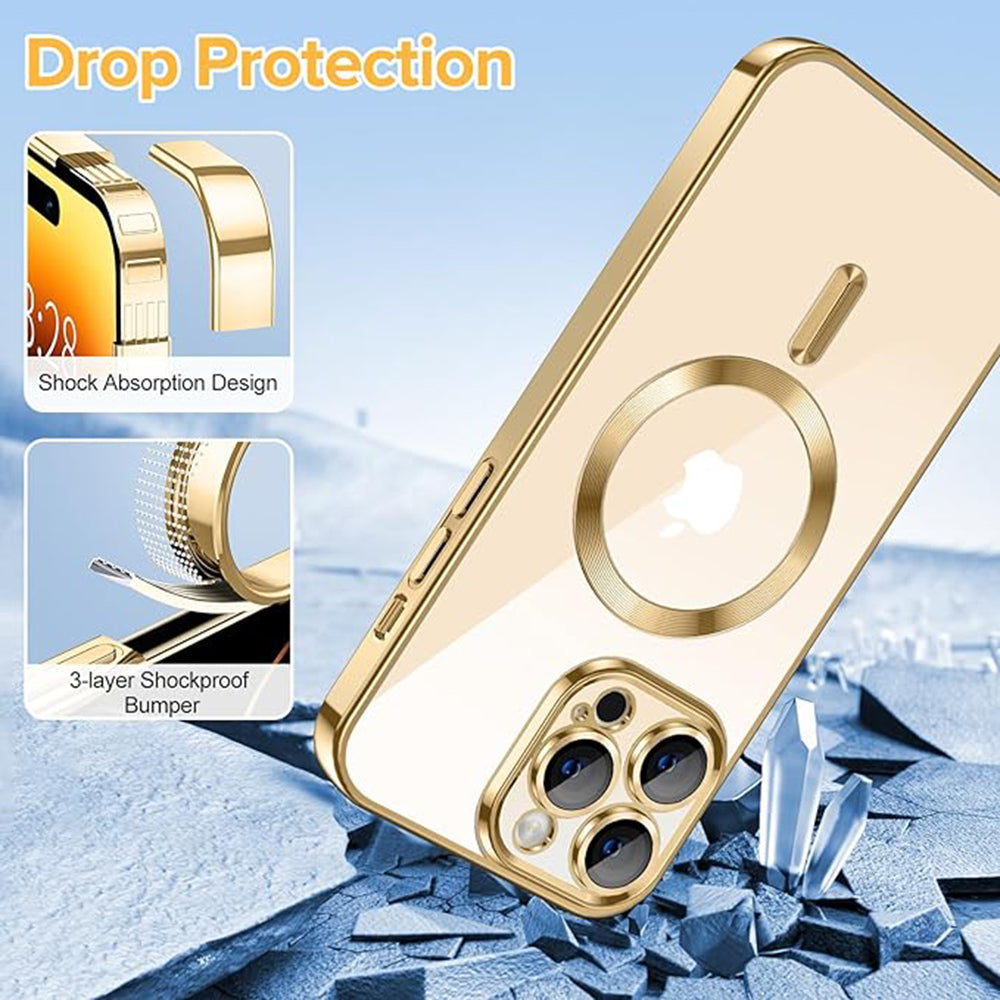 MagSafe-Hülle für Apple iPhone 14 Pro Max, Techsuit, Luxury Crystal, Gold