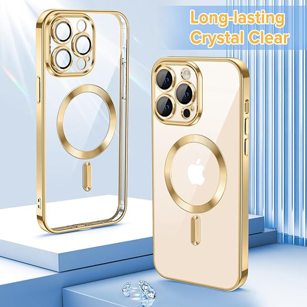 MagSafe-Hülle für Apple iPhone 14 Pro Max, Techsuit, Luxury Crystal, Gold