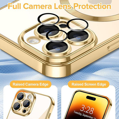 MagSafe-Hülle für Apple iPhone 14 Pro Max, Techsuit, Luxury Crystal, Gold