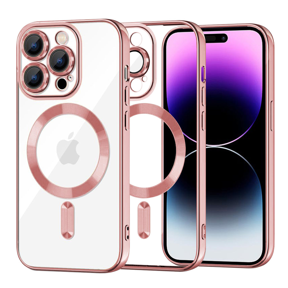 MagSafe-Hülle für Apple iPhone 14 Pro Max, Techsuit, Luxury Crystal, Rosa