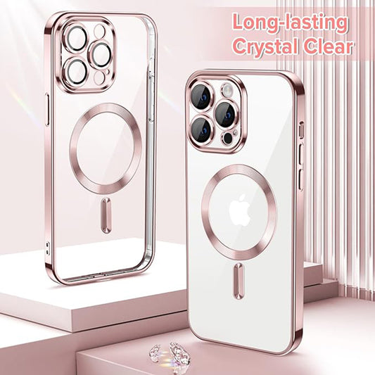 MagSafe-Hülle für Apple iPhone 14 Pro Max, Techsuit, Luxury Crystal, Rosa