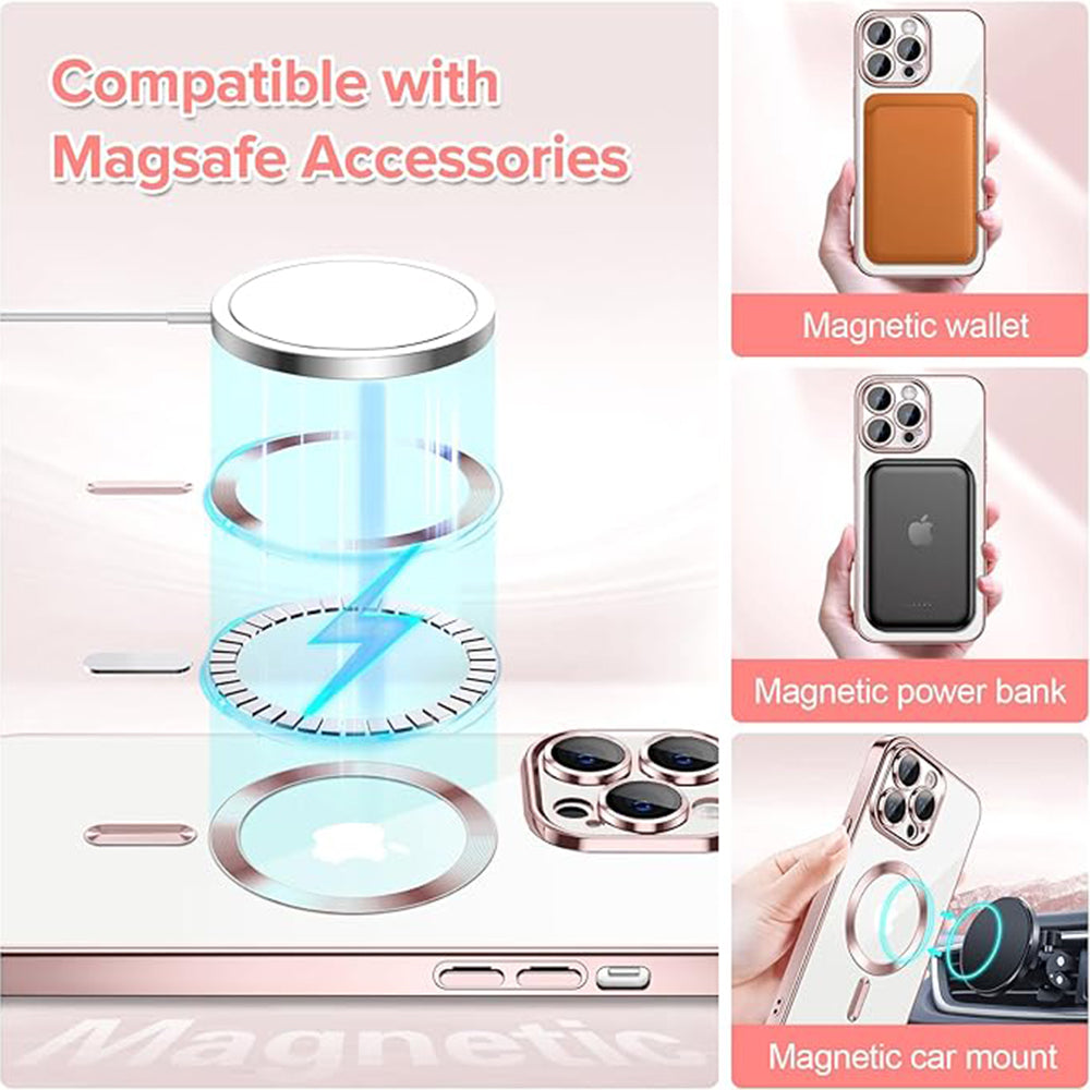 MagSafe-Hülle für Apple iPhone 14 Pro Max, Techsuit, Luxury Crystal, Rosa