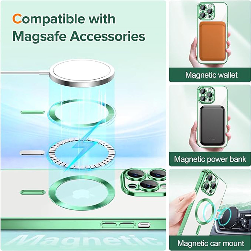 MagSafe-Hülle für Apple iPhone 14 Pro Max, Techsuit, Luxury Crystal, Hellgrün