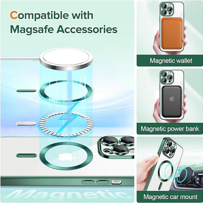 MagSafe-Hülle für Apple iPhone 14 Pro Max, Techsuit, Luxury Crystal, Dunkelgrün