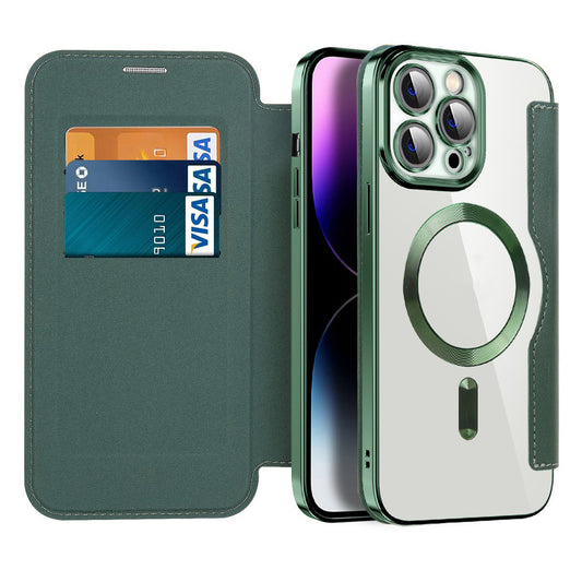 MagSafe-Hülle für Apple iPhone 14 Pro Max, Techsuit, SmartMag Book, Grün