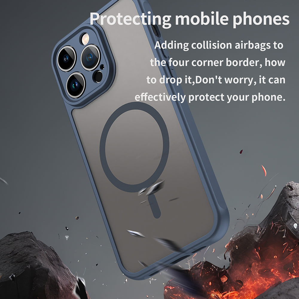 MagSafe-Hülle für Apple iPhone 14 Pro, Techsuit, HaloFrost II, Marineblau
