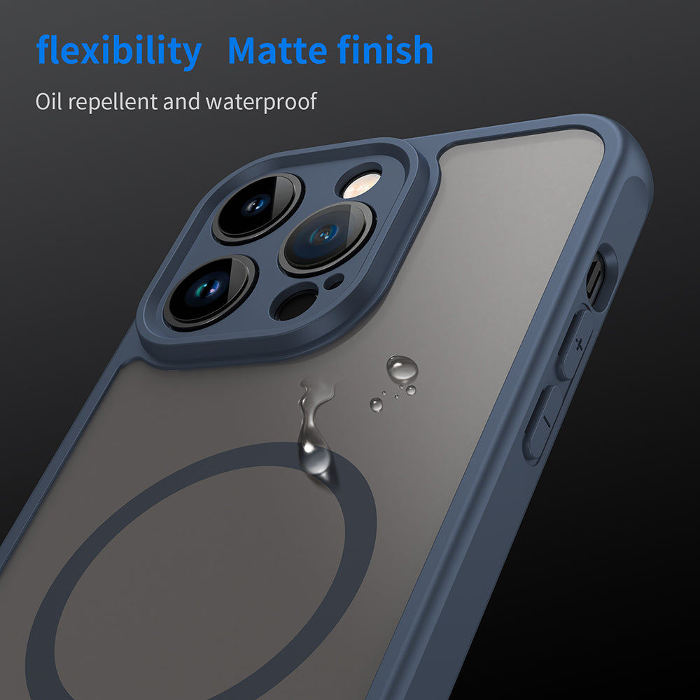 MagSafe-Hülle für Apple iPhone 14 Pro, Techsuit, HaloFrost II, Marineblau