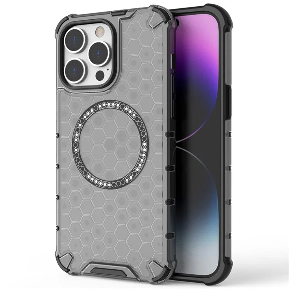MagSafe-Hülle für Apple iPhone 14 Pro, Techsuit, HoneyComb Shield, Weiß