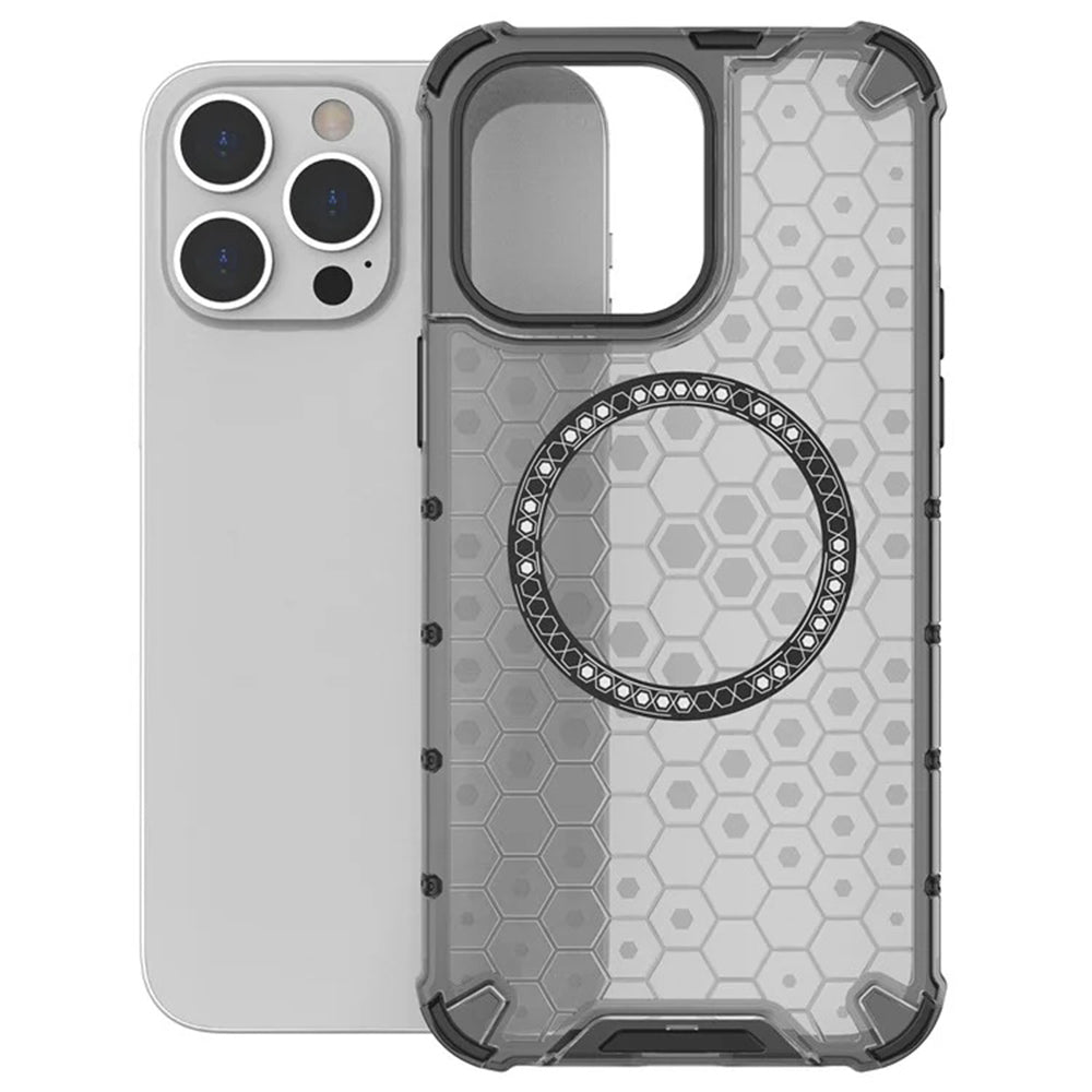 MagSafe-Hülle für Apple iPhone 14 Pro, Techsuit, HoneyComb Shield, Weiß