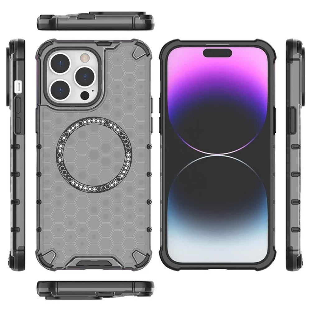 MagSafe-Hülle für Apple iPhone 14 Pro, Techsuit, HoneyComb Shield, Weiß