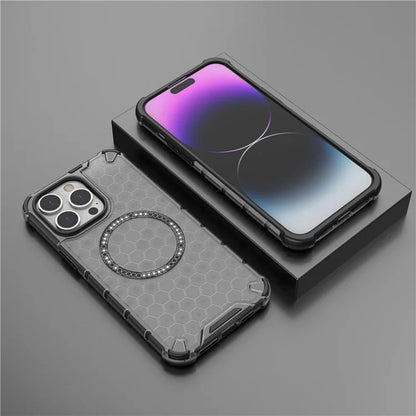 MagSafe-Hülle für Apple iPhone 14 Pro, Techsuit, HoneyComb Shield, Weiß