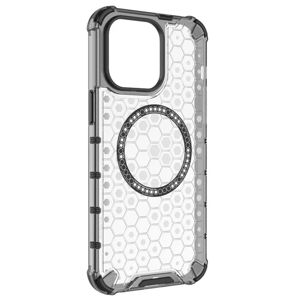 MagSafe-Hülle für Apple iPhone 14 Pro, Techsuit, HoneyComb Shield, Schwarz