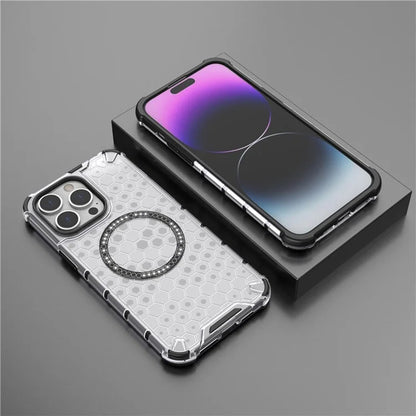MagSafe-Hülle für Apple iPhone 14 Pro, Techsuit, HoneyComb Shield, Schwarz