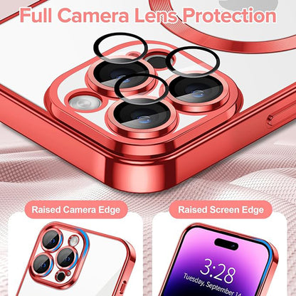 MagSafe-Hülle für Apple iPhone 14 Pro, Techsuit, Luxury Crystal, Rot