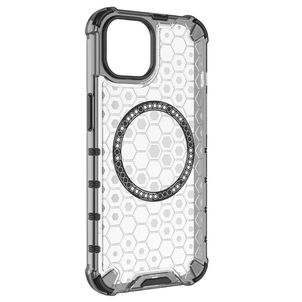MagSafe-Hülle für Apple iPhone 14, Techsuit, HoneyComb Shield, Weiß