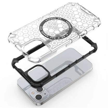 MagSafe-Hülle für Apple iPhone 14, Techsuit, HoneyComb Shield, Weiß