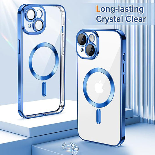 MagSafe-Hülle für Apple iPhone 14, Techsuit, Luxury Crystal, Dunkelblau