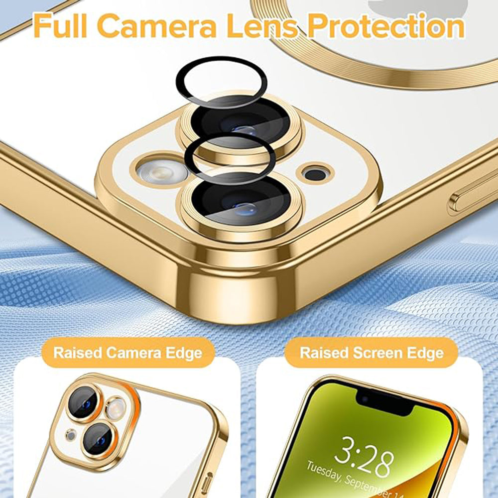 MagSafe-Hülle für Apple iPhone 14, Techsuit, Luxury Crystal, Gold