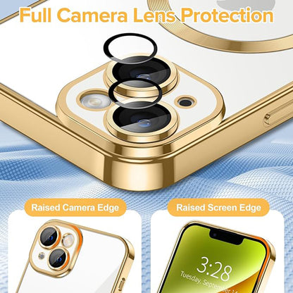 MagSafe-Hülle für Apple iPhone 14, Techsuit, Luxury Crystal, Gold