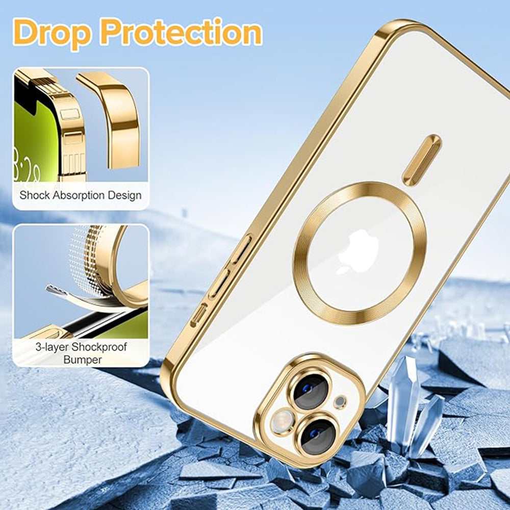 MagSafe-Hülle für Apple iPhone 14, Techsuit, Luxury Crystal, Gold
