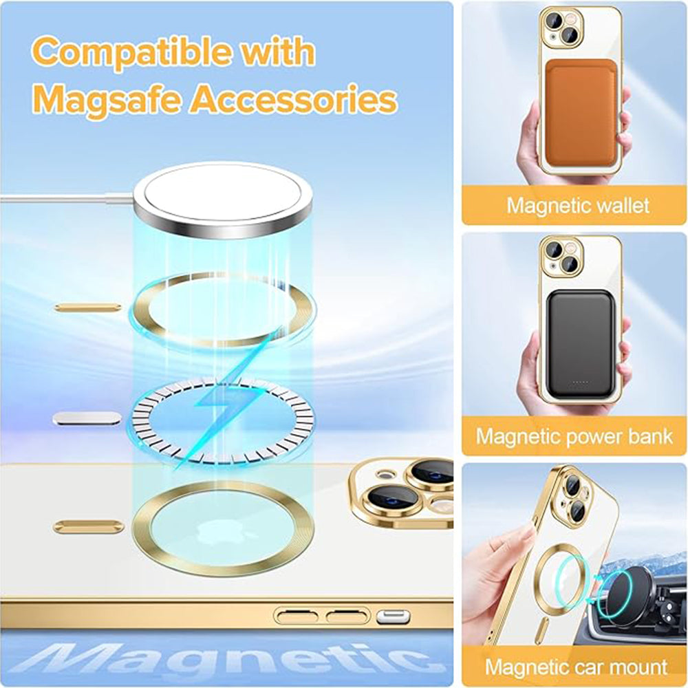MagSafe-Hülle für Apple iPhone 14, Techsuit, Luxury Crystal, Gold