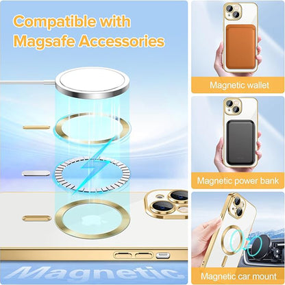 MagSafe-Hülle für Apple iPhone 14, Techsuit, Luxury Crystal, Gold