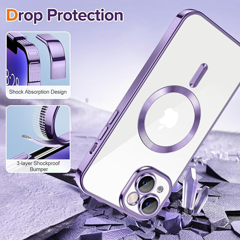 MagSafe-Hülle für Apple iPhone 14, Techsuit, Luxury Crystal, Hellviolett