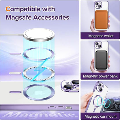 MagSafe-Hülle für Apple iPhone 14, Techsuit, Luxury Crystal, Hellviolett